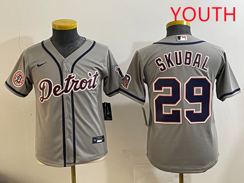 Youth 2025 Detroit Tigers #29 Skubal grey Nike MLB jersey style 7